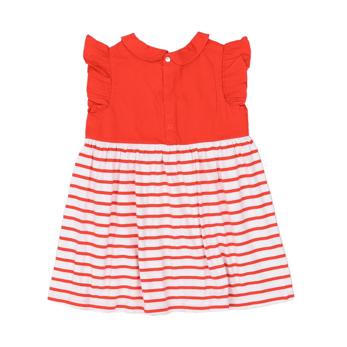 JACADI - DRESS - ORANGE, WHITE - 24 MONTHS