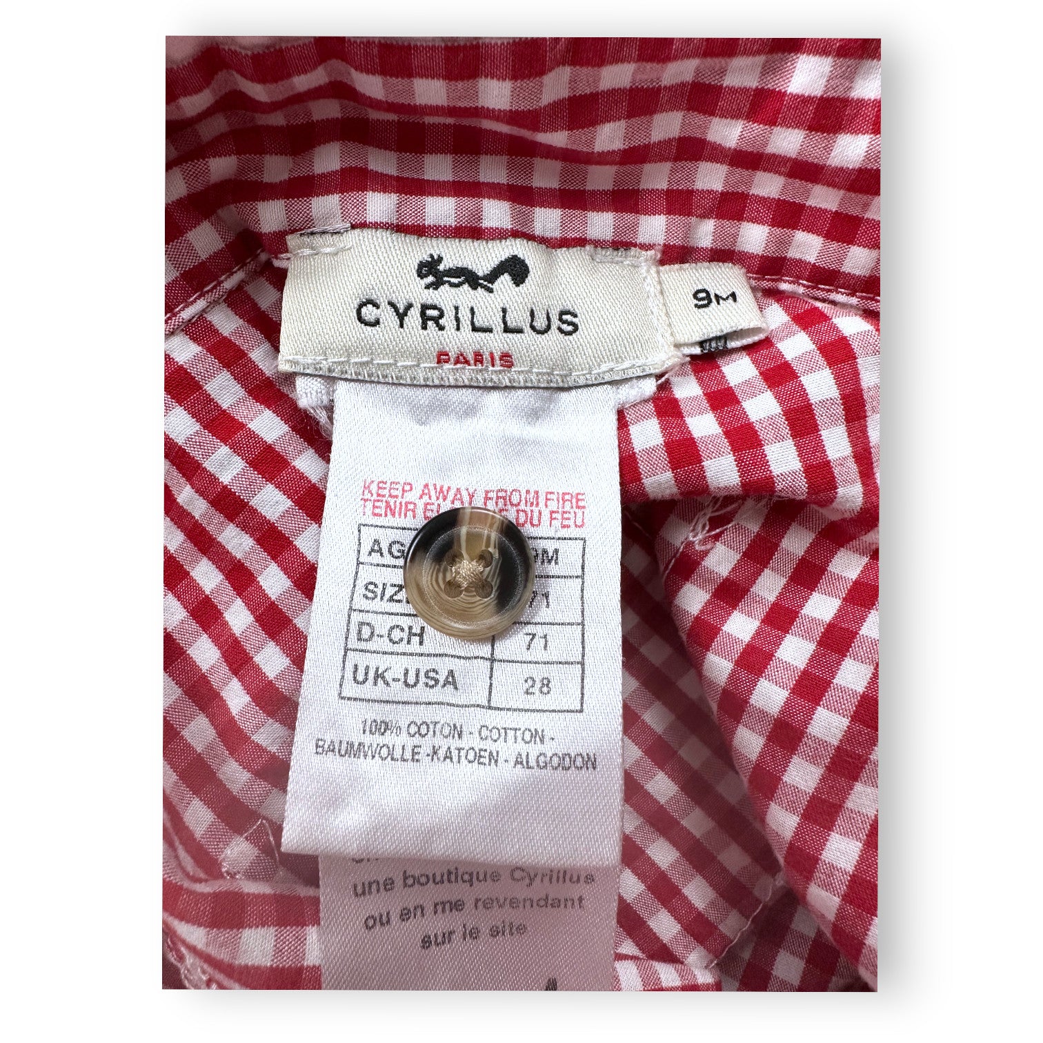 CYRILLUS - OVERALLS - RED, WHITE - 9 MONTHS
