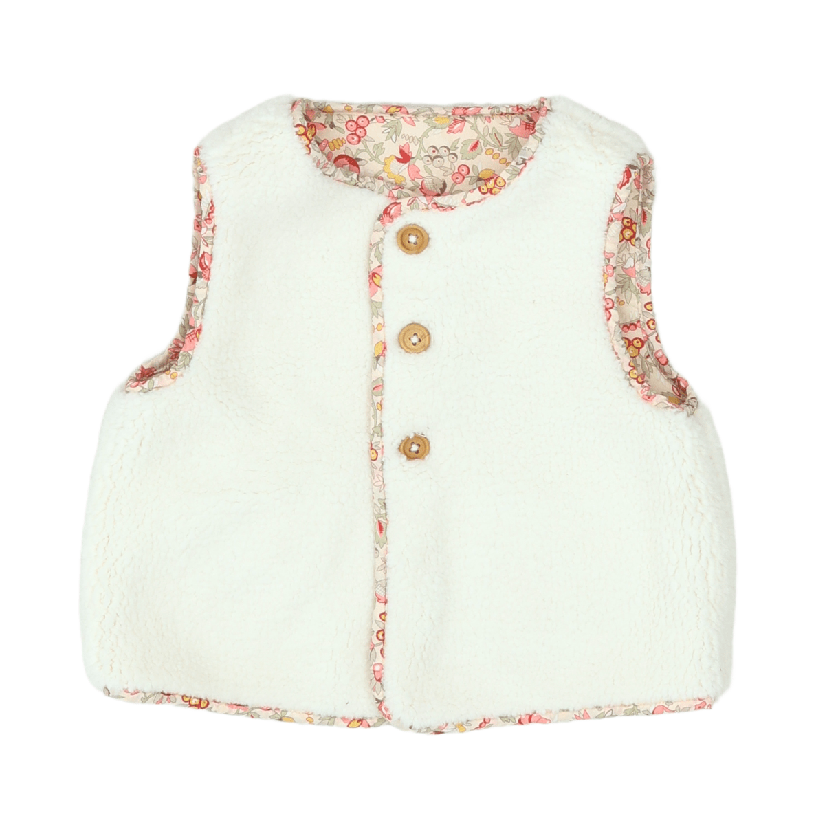 CYRILLUS - SLEEVELESS JACKET - BEIGE, PINK - 18 MONTHS
