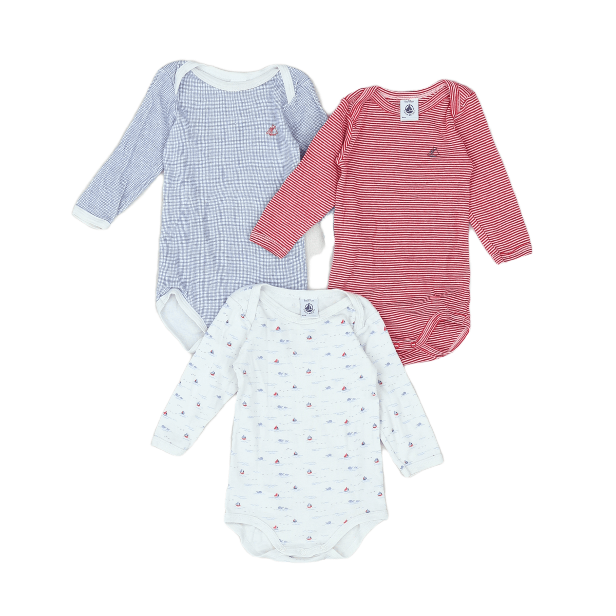 KLEINES BOOT - SET - WEISS, ROT - 6 MONATE