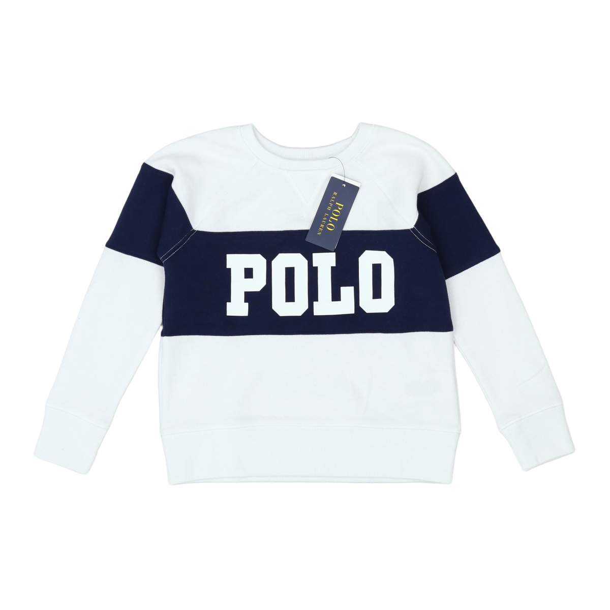 RALPH LAUREN - SWEAT - BLANC, BLEU - 7 ANS