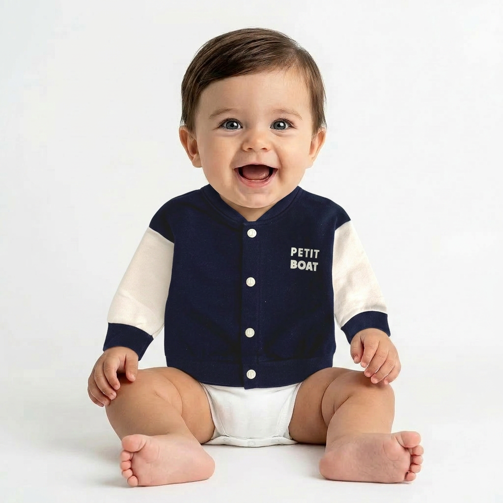 PETIT BATEAU - VESTE - BLEU, BEIGE - 6 MOIS