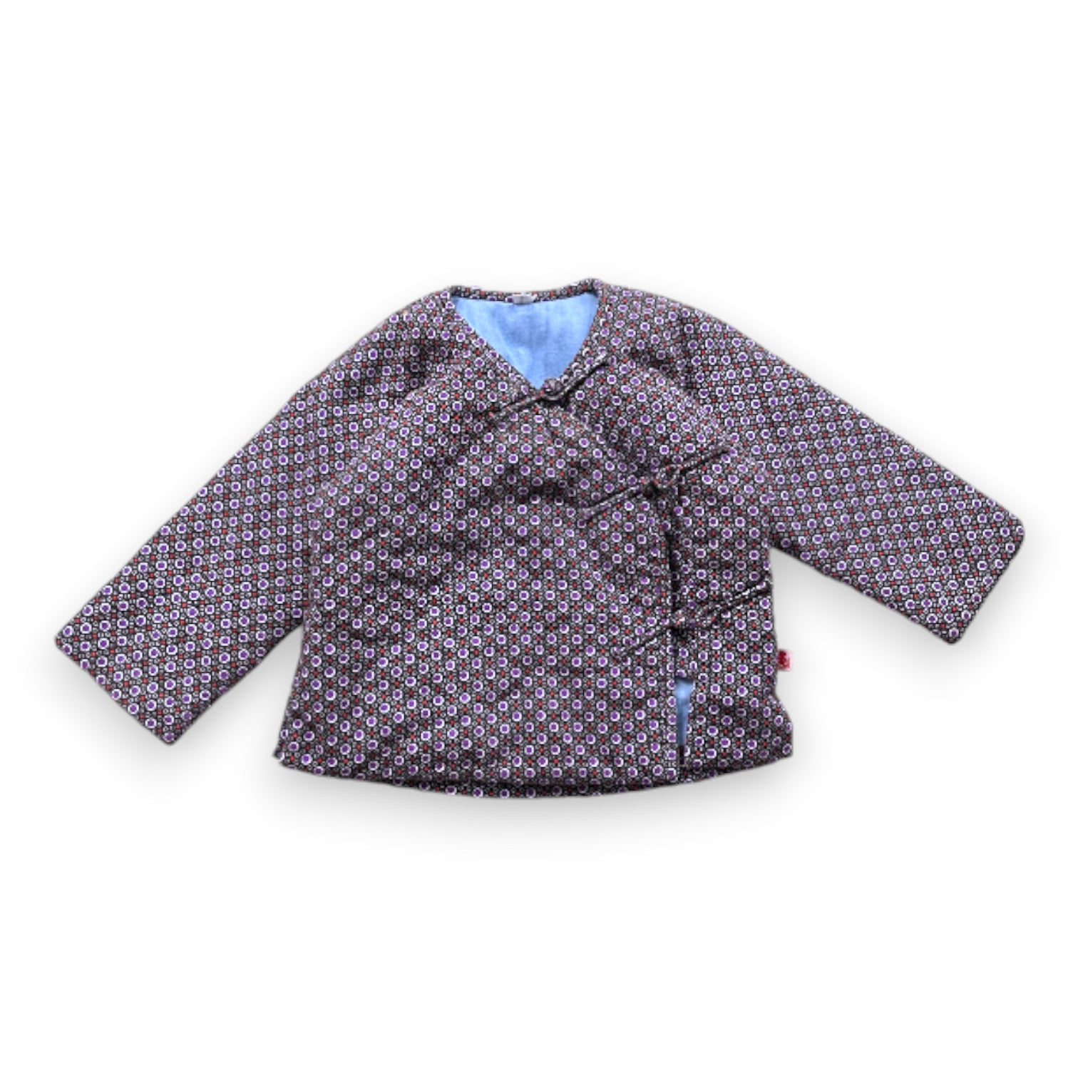 PETIT PAN - Braun gemusterte Kimonojacke - 12 Monate