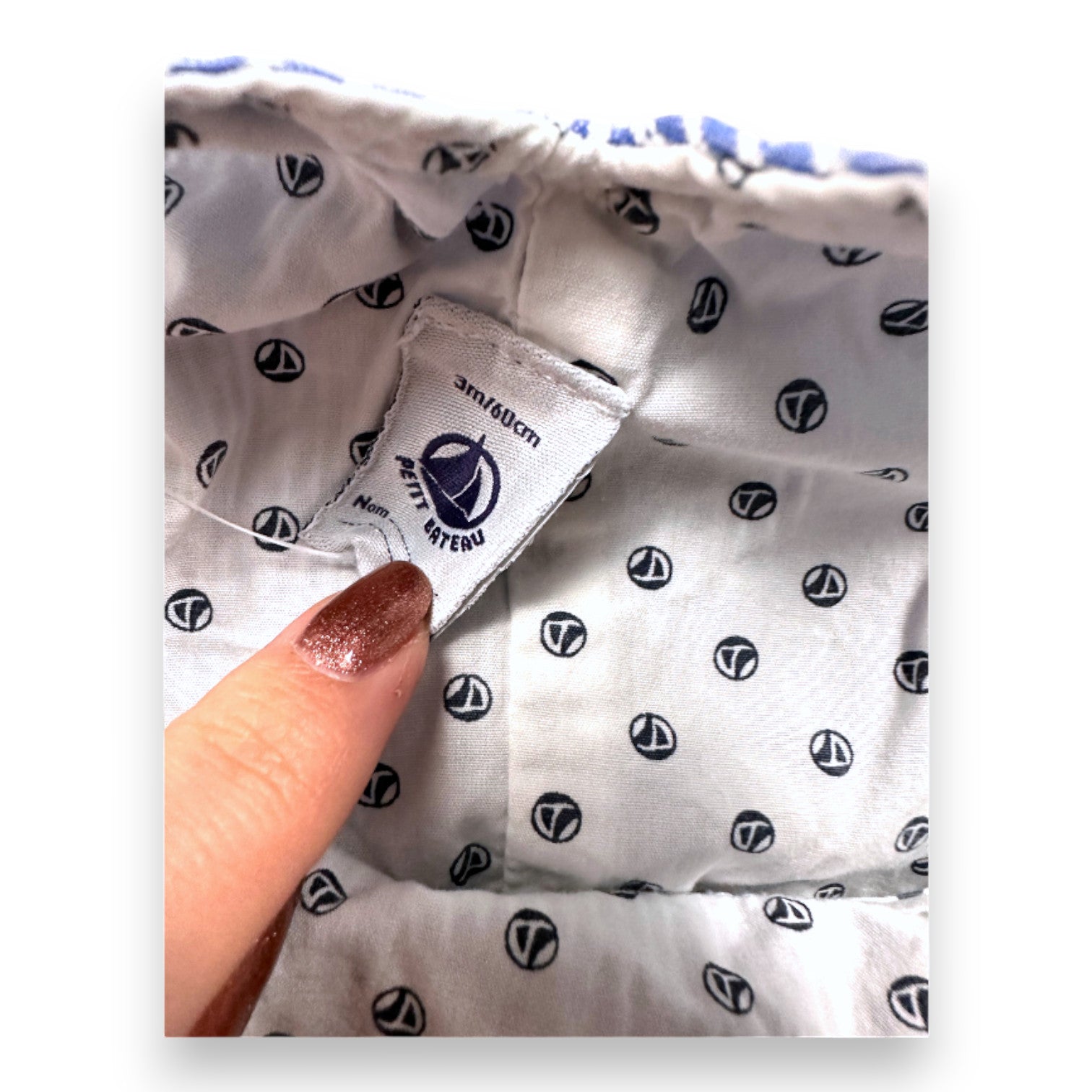 PETIT BATEAU - Blue overalls with white stripes - 3 months