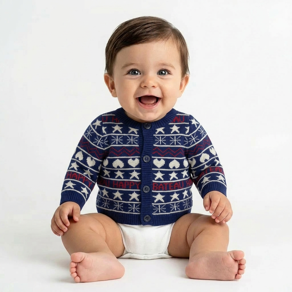 PETIT BATEAU - CARDIGAN - BLEU - 6 MOIS