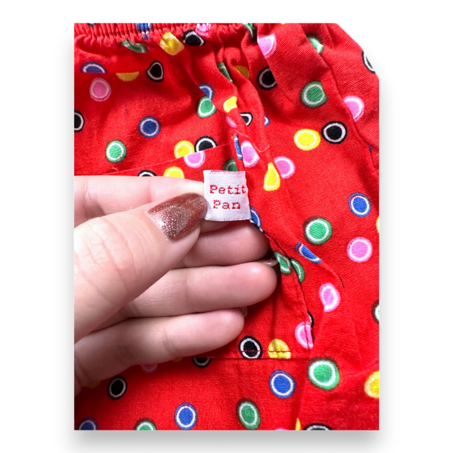 PETIT PAN - Rote gemusterte Hose - 12 Monate