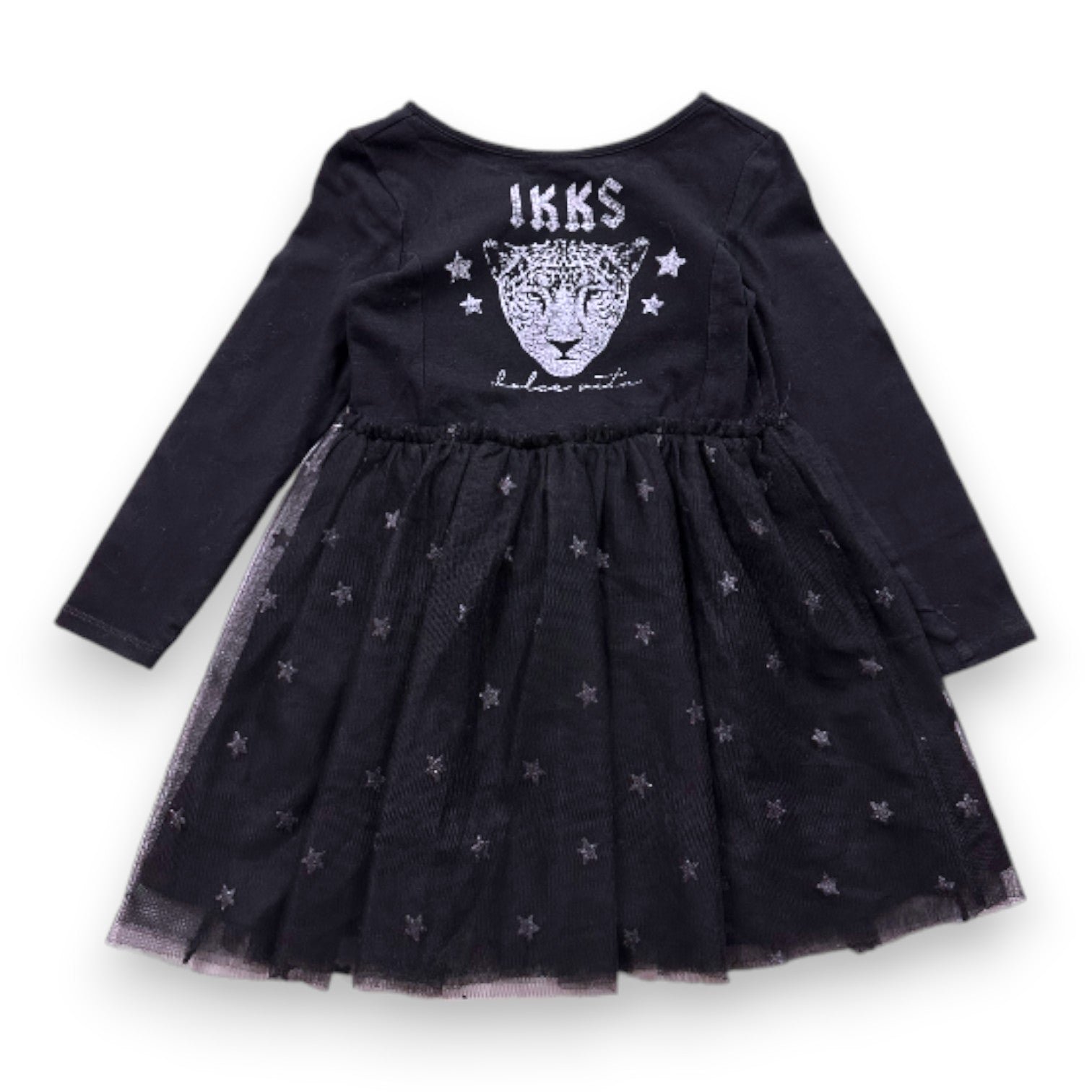 IKKS - Schwarzes Kleid mit Print und Tüllrock - 4 Jahre