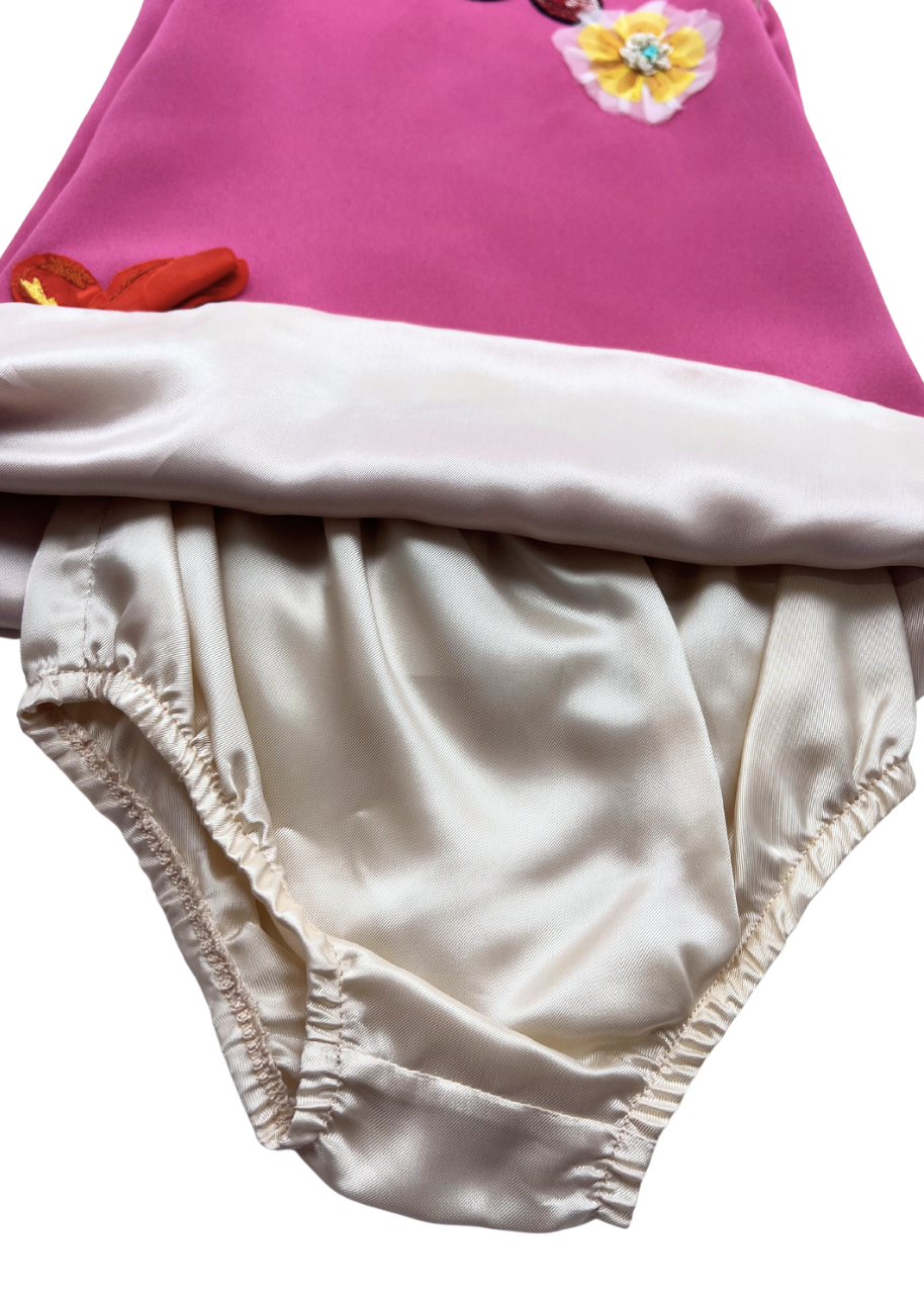 DOLCE & GABBANA - Robe cérémonie rose broderies fleurs & cerises - 12/24 mois