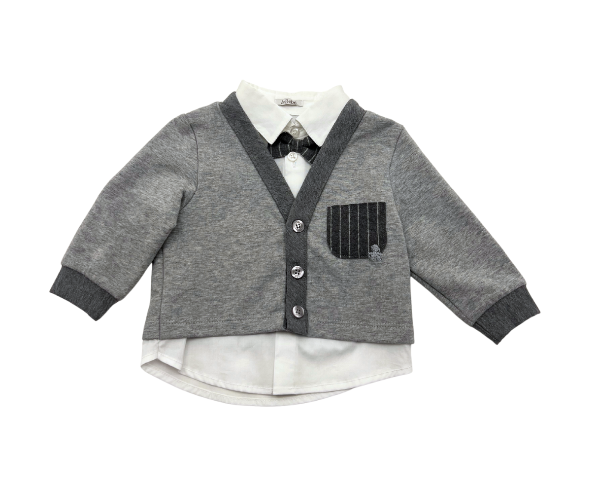 LE BÉBÉ - Cardigan avec chemise et noeud papillon - 6 mois