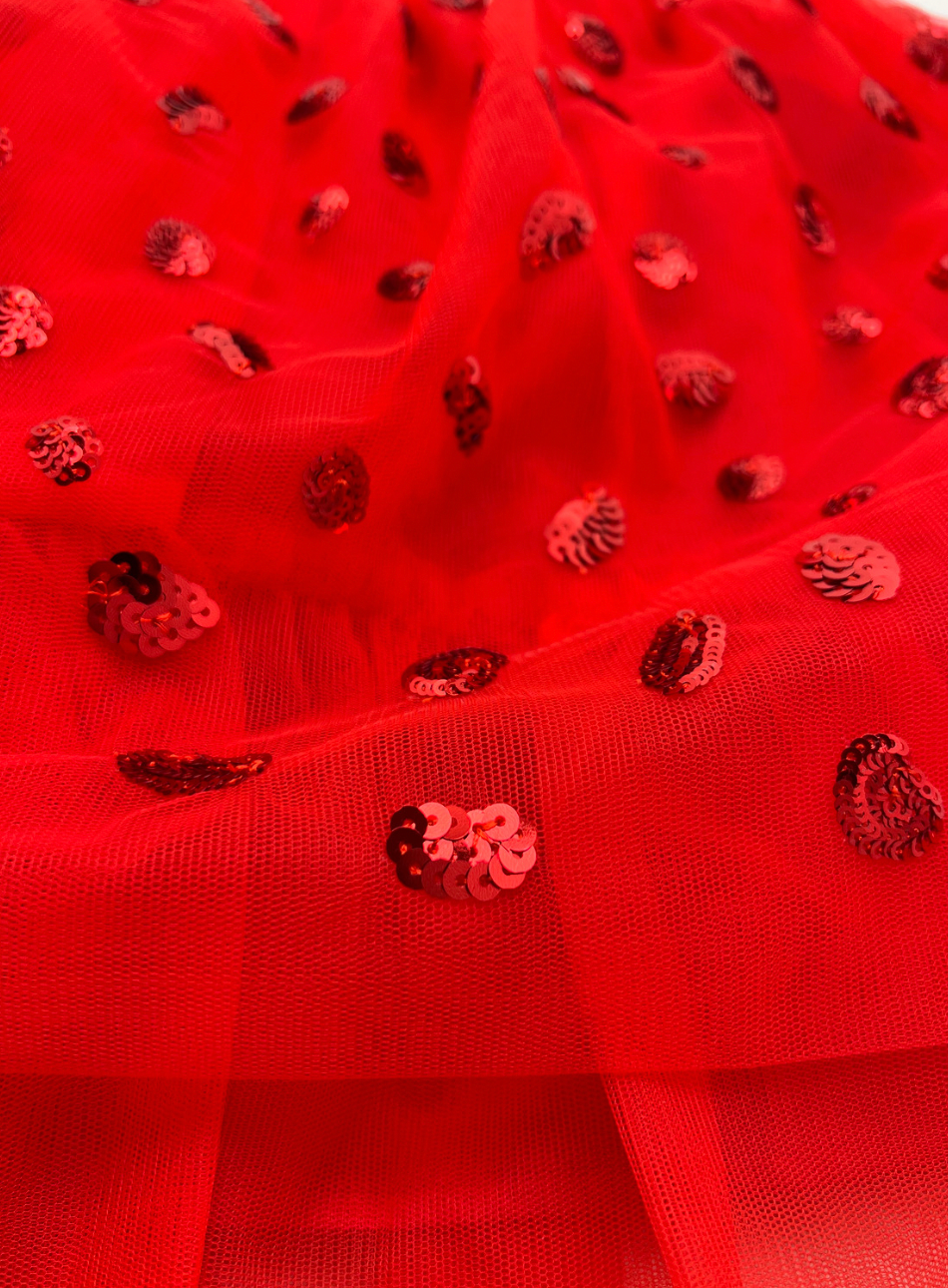 ALBERTA FERRETTI - Red sequined tulle skirt - 10 years