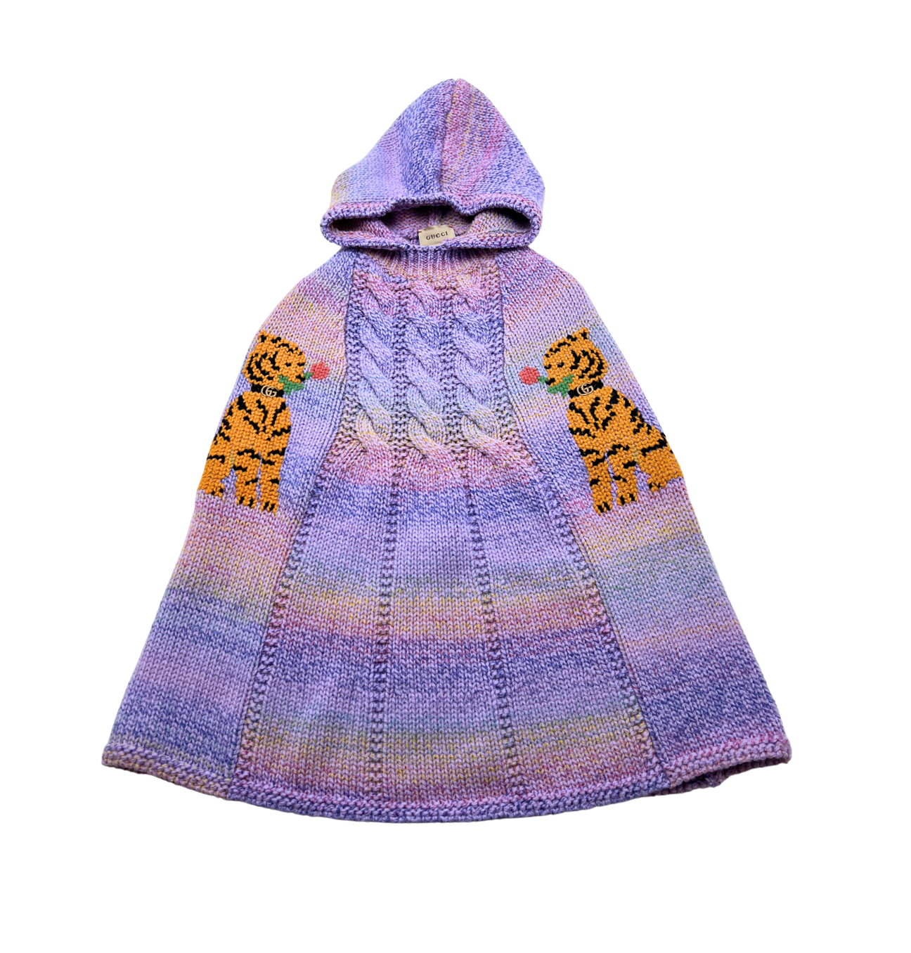GUCCI - Cape longue en laine brodée tigres - 3 ans