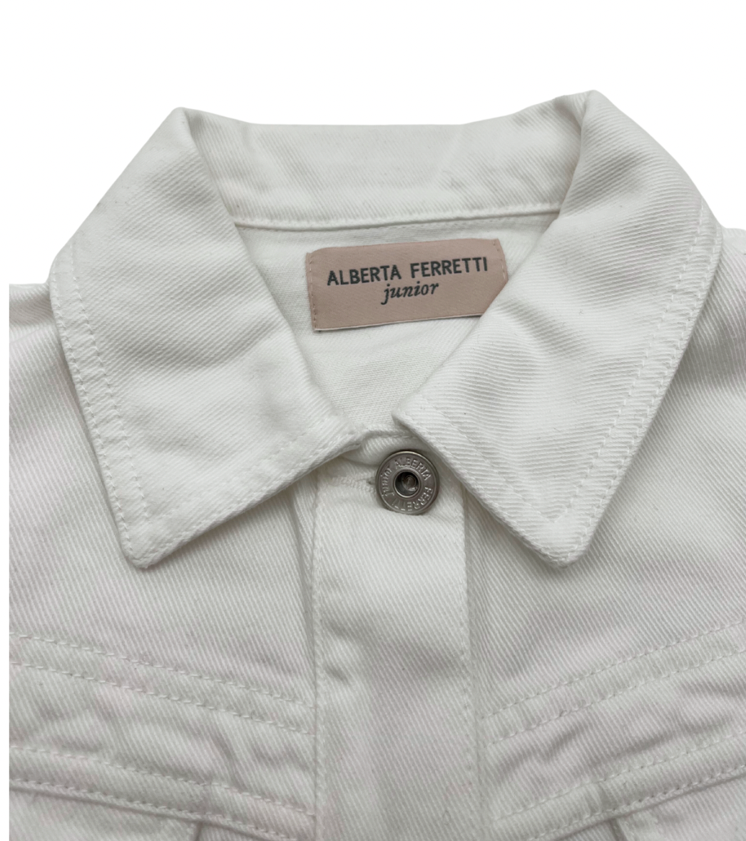 ALBERTA FERRETTI - Veste en jean blanche perles "love" - 10 ans