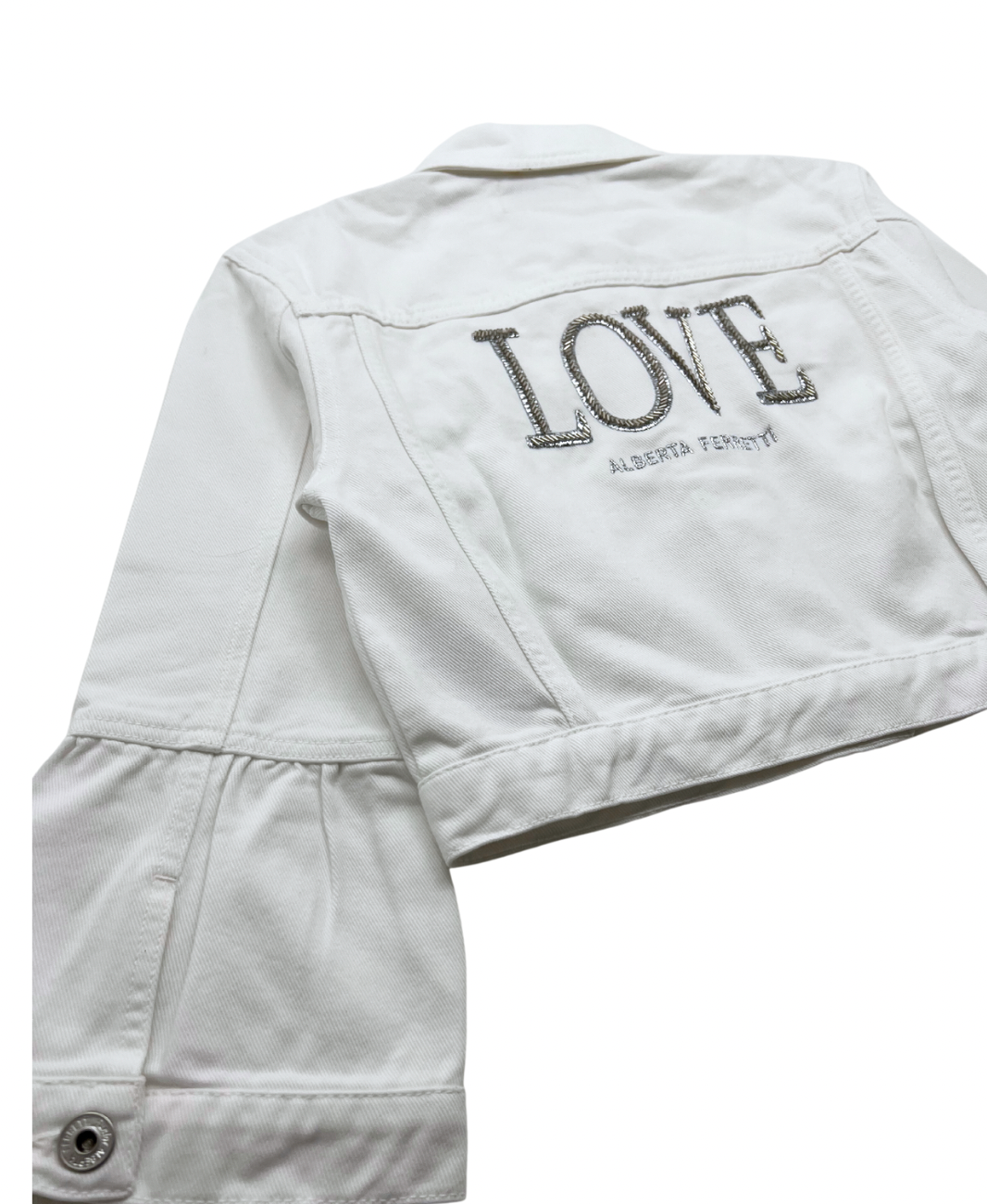 ALBERTA FERRETTI - Veste en jean blanche perles "love" - 10 ans