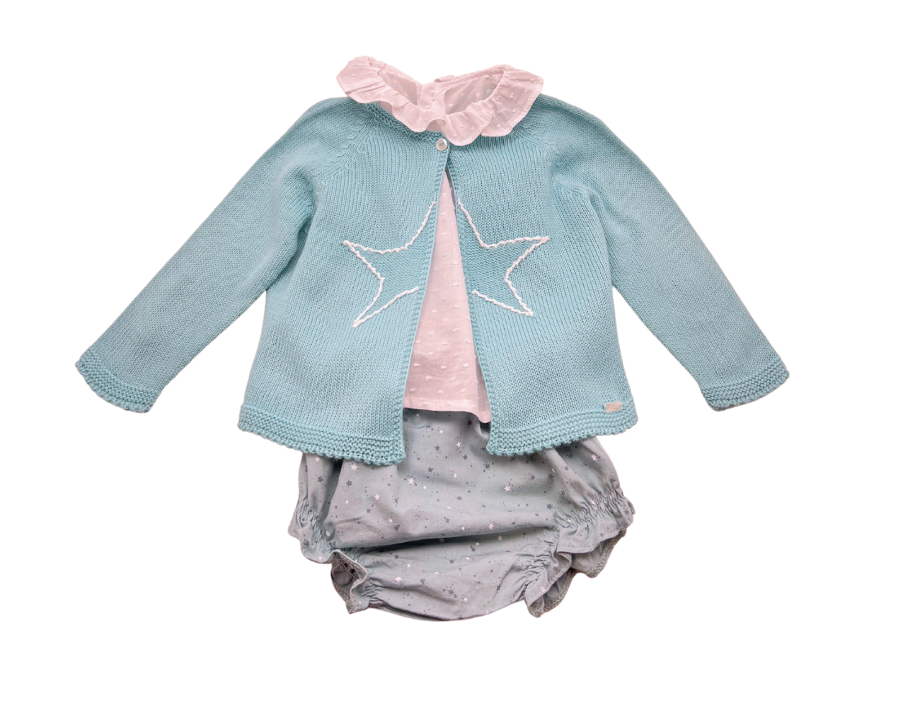 YOEDU - Set aus Pumphose, Bluse und Pullover mit Sternenmuster - 18 Monate