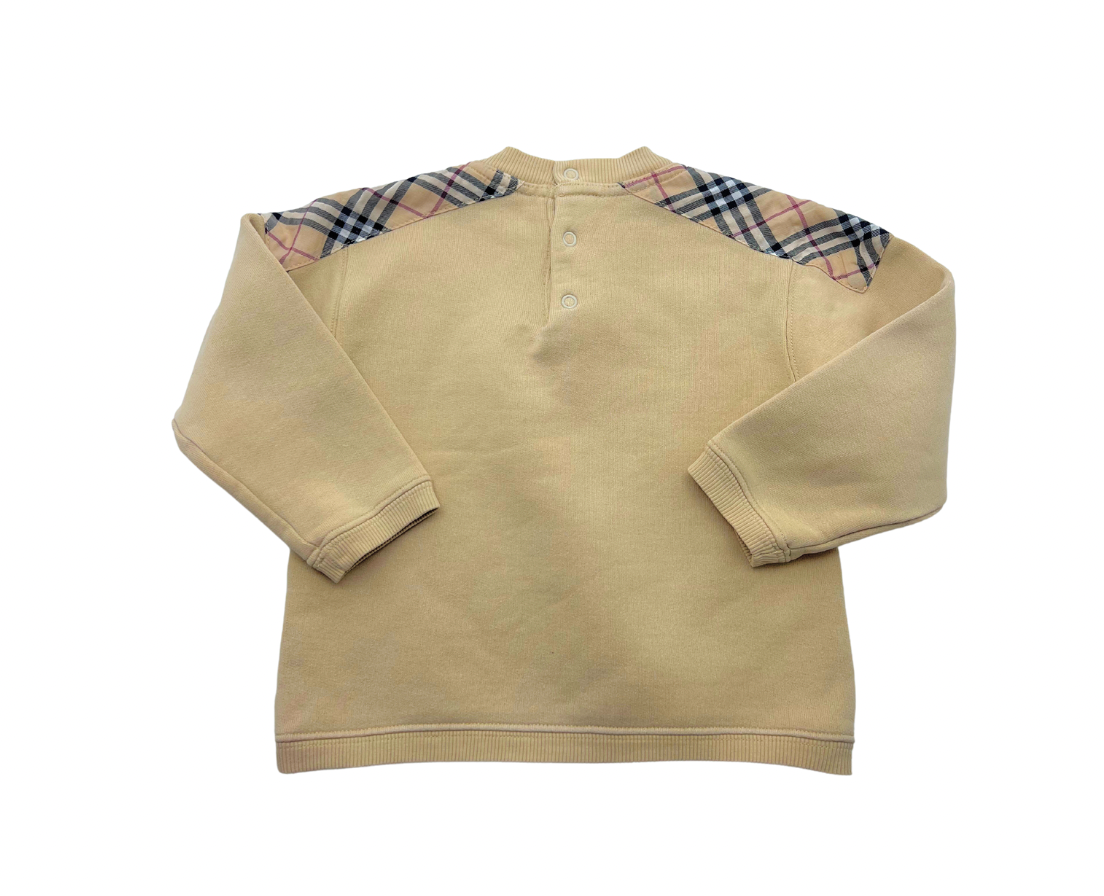 BURBERRY - Sweat beige épaulettes à carreaux - 2 ans
