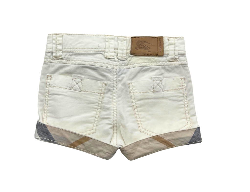 BURBERRY - Ensemble short blanc & pull beige - 6 mois