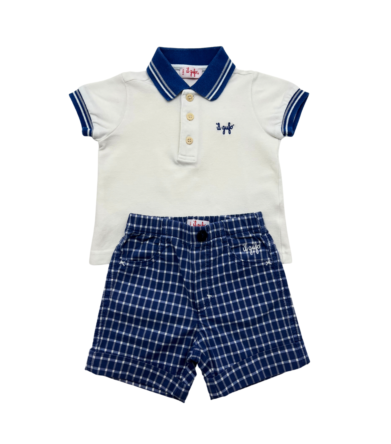 IL GUFO - Ensemble polo & short bleu - 6 mois
