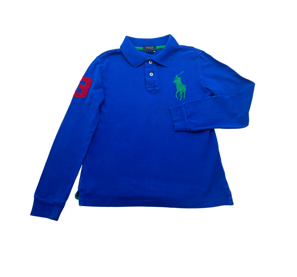 RALPH LAUREN - Elektroblaues Langarm-Poloshirt - 7 Jahre