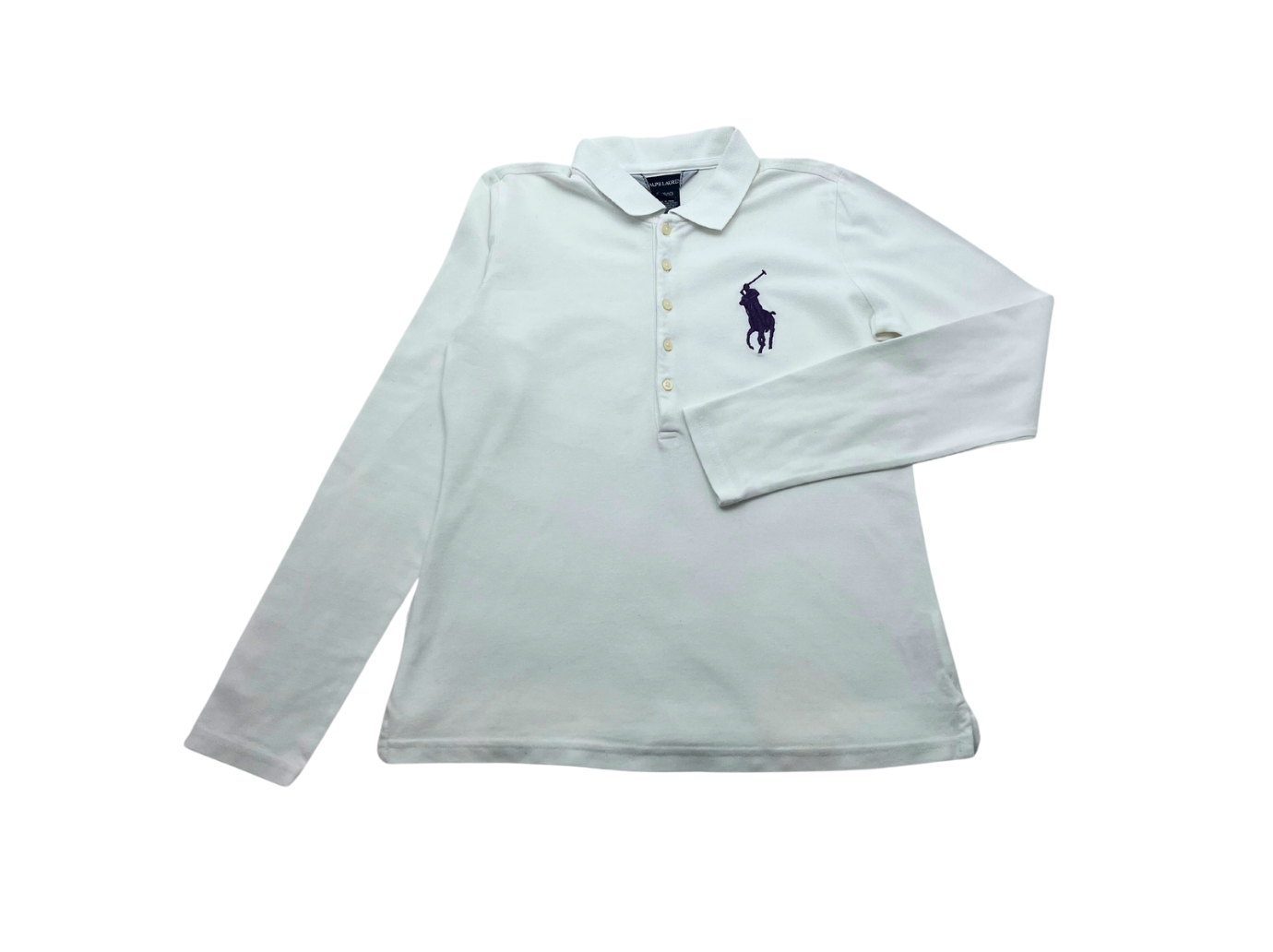 RALPH LAUREN - Weißes Langarm-Poloshirt - 8/10 Jahre