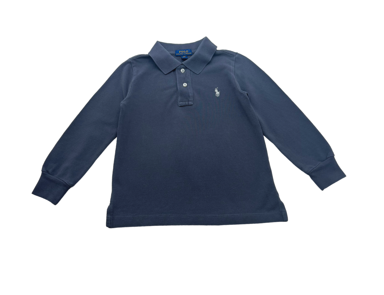RALPH LAUREN - Long-sleeved gray polo shirt - 3 years