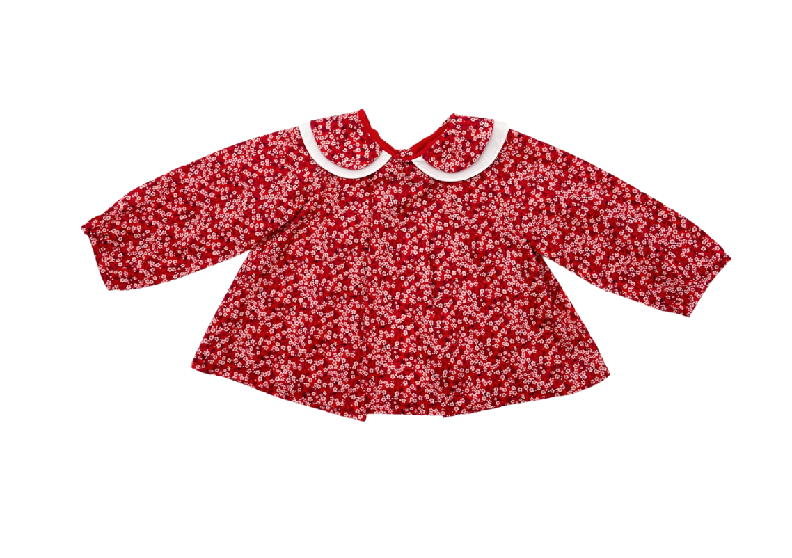 JACADI - Blouse à fleurs rouge - 3 ans