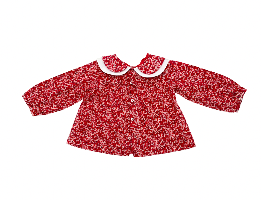 JACADI - Blouse à fleurs rouge - 3 ans