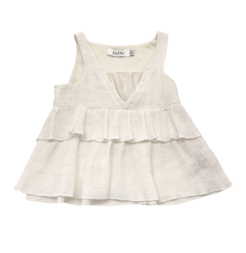BABY DIOR - Ensemble jupe & top de cérémonie à volants blancs - 2 ans