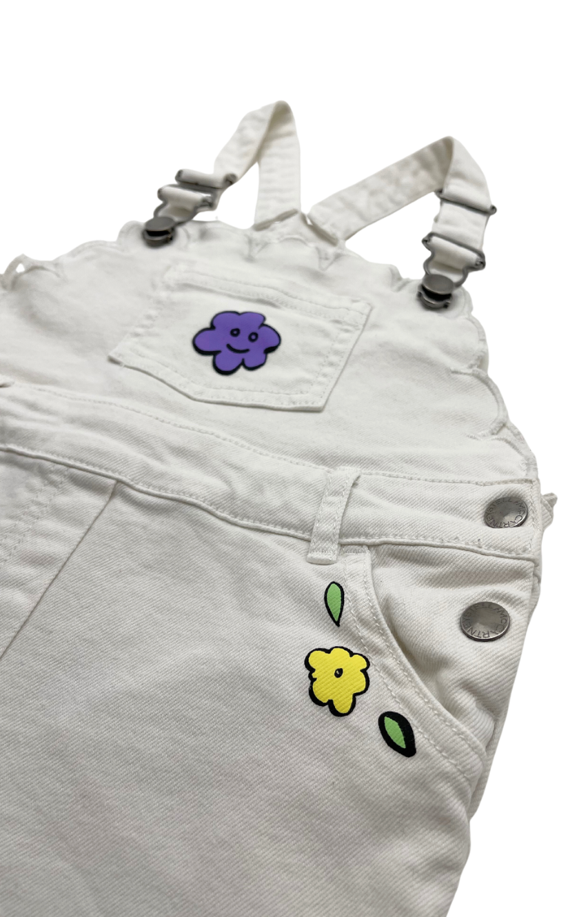 STELLA MCCARTNEY - White floral denim overalls - 24 months