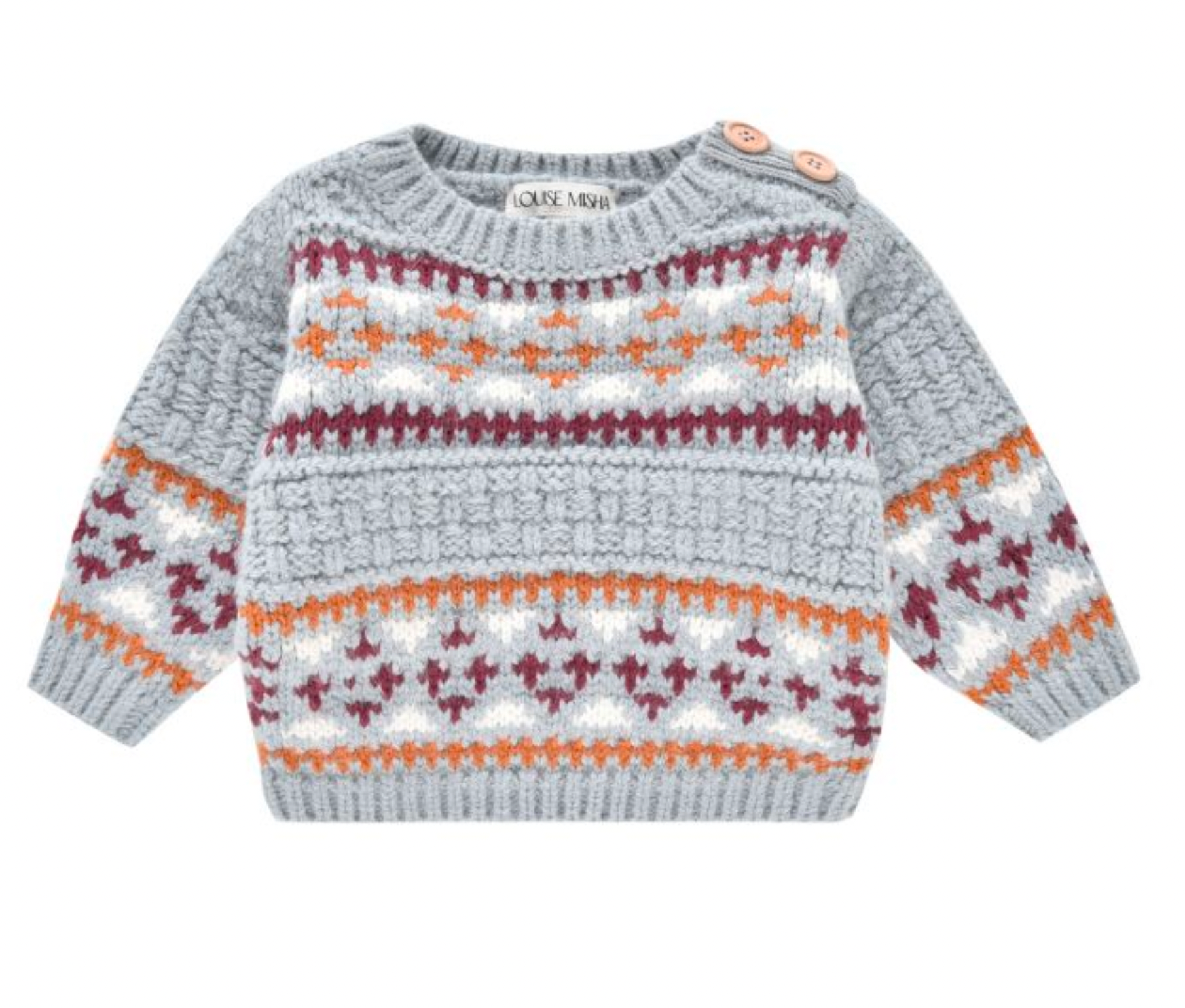 LOUISE MISHA - Cosmo Jacquard blau-grauer Pullover - 10 Jahre