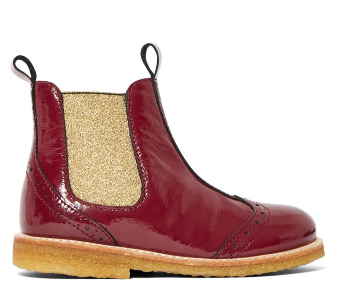 ANGULUS - Boots en cuir bordau avec élastic doré à paillettes - 32