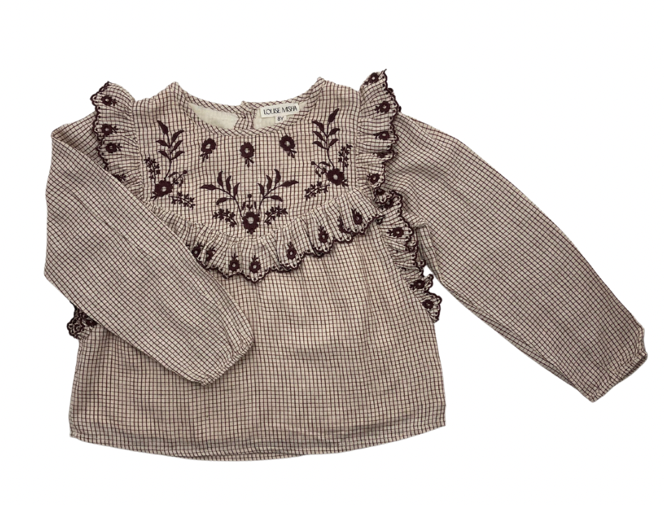LOUISE MISHA - Brown checked blouse - 8 years