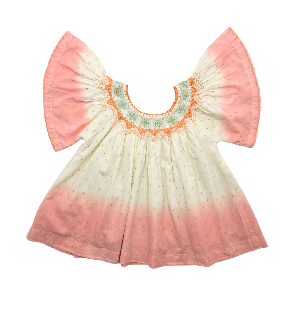 BONJOUR - Blouse Butterfly rose pâle à pois dorés - 8 ans