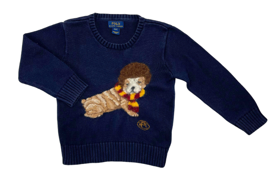 RALPH LAUREN - Navy blue polo bear dog sweater (cotton) - 4 years