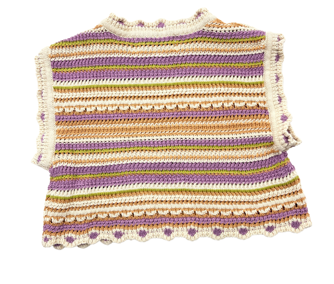 BEBE ORGANIC - Multicolored striped crochet top - 8 years