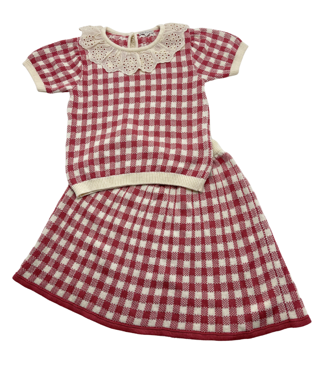 BEBE ORGANIC - Ensemble top & jupe à carreaux rouges - 8 ans