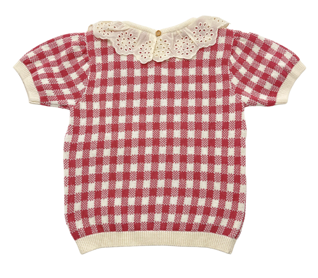 BEBE ORGANIC - Rot kariertes Oberteil- und Rockset - 8 Jahre