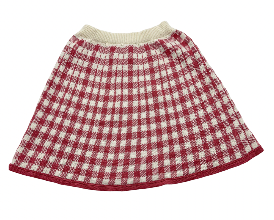 BEBE ORGANIC - Ensemble top & jupe à carreaux rouges - 8 ans