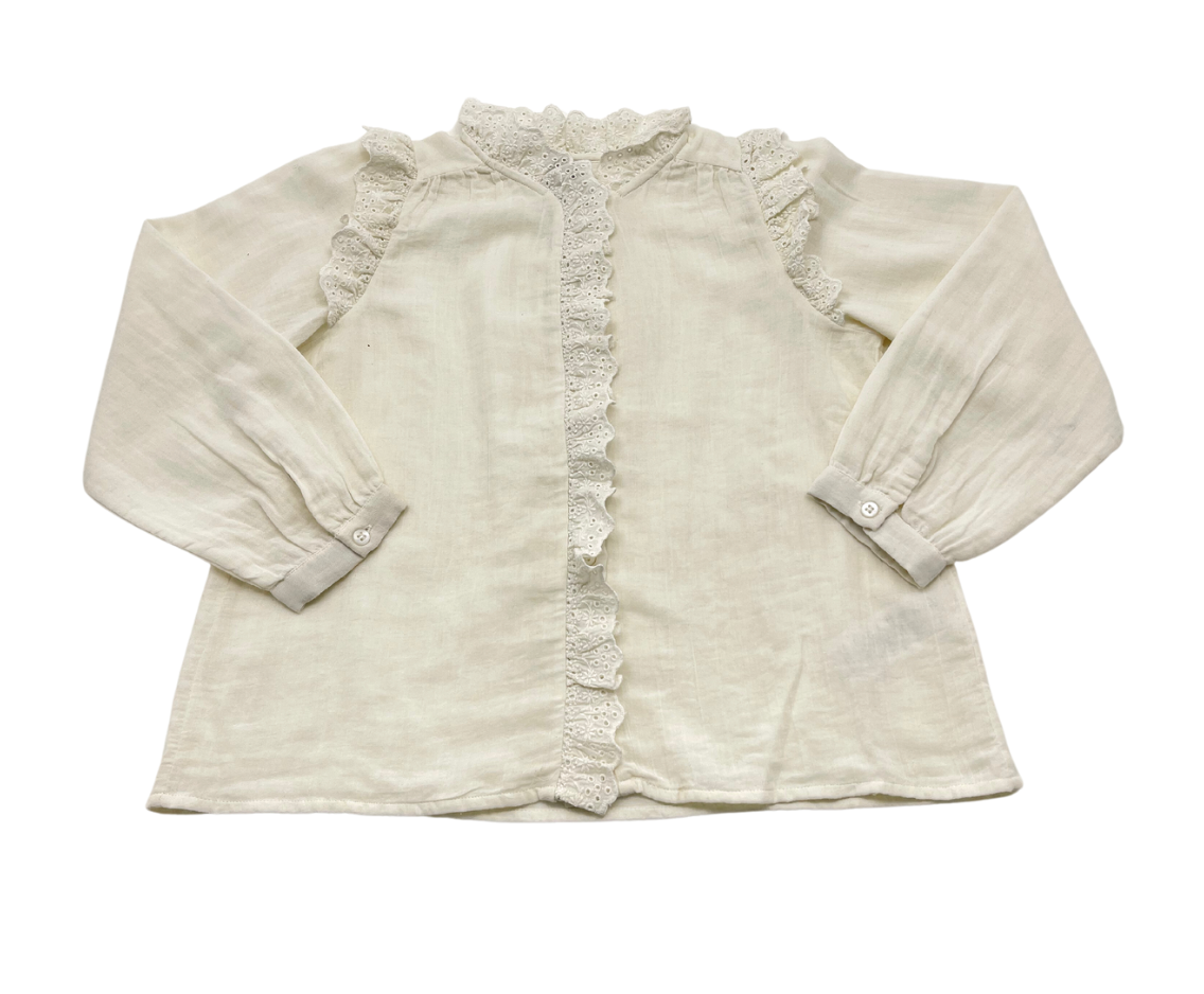 BONTON - Chemisier blanc à dentelles - 8 ans
