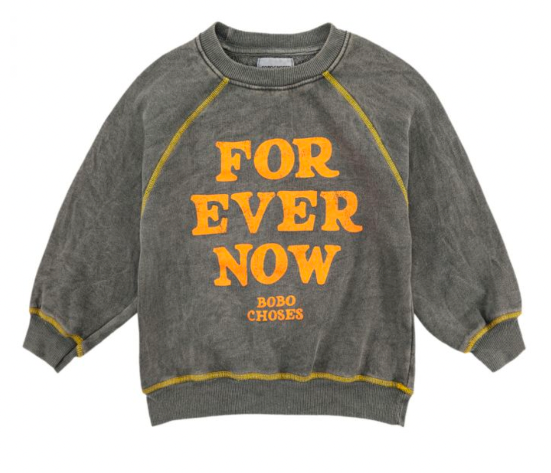 BOBO CHOSES - Sweat coton bio "Forever Now" gris chiné - 8/9 ans