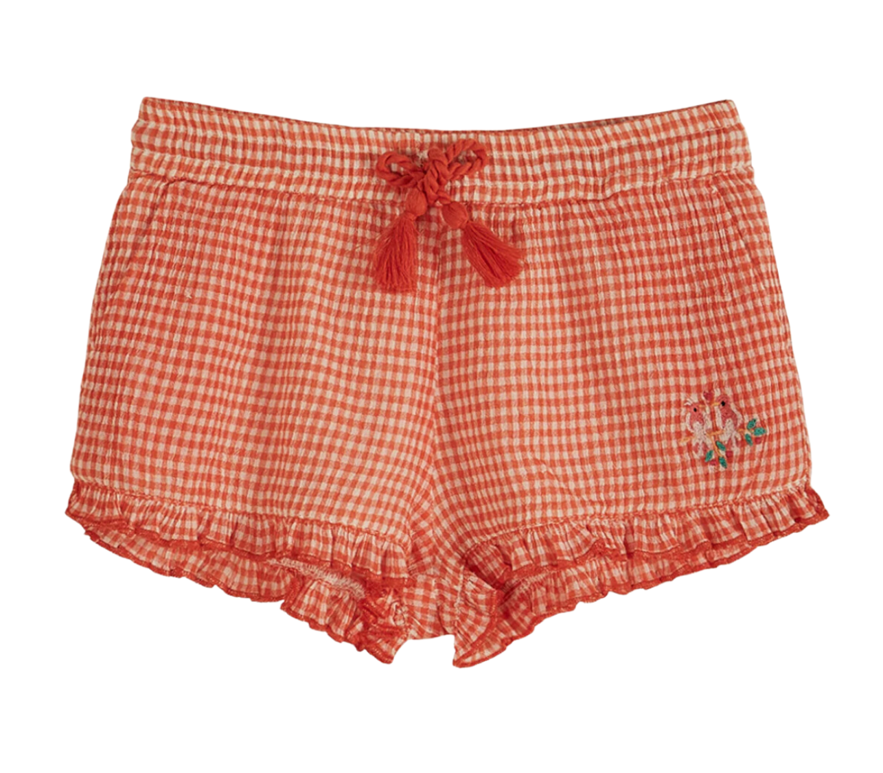 EMILE & IDA- Short voile de coton créponné vichy rouge - 8 ans