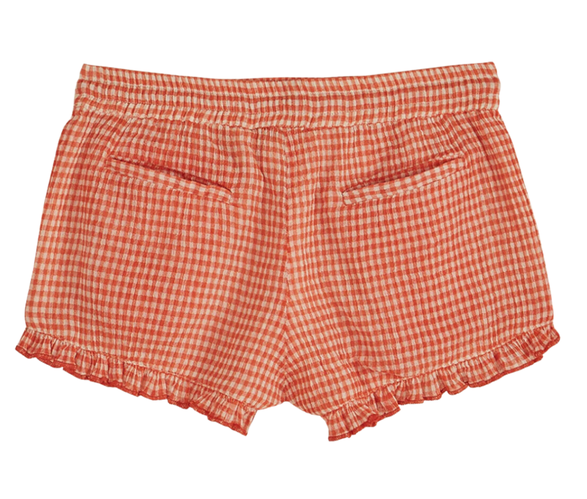 EMILE & IDA- Short voile de coton créponné vichy rouge - 8 ans