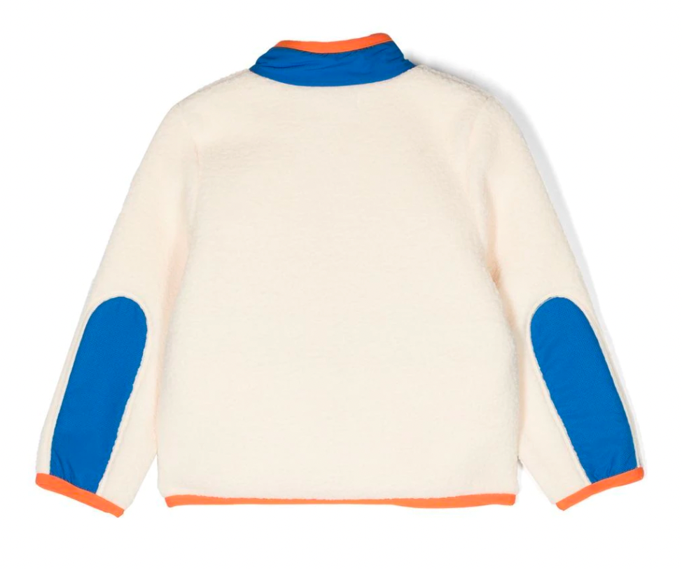 LACOSTE - Veste bomber polaire bleu, blanc & orange - 12 ans