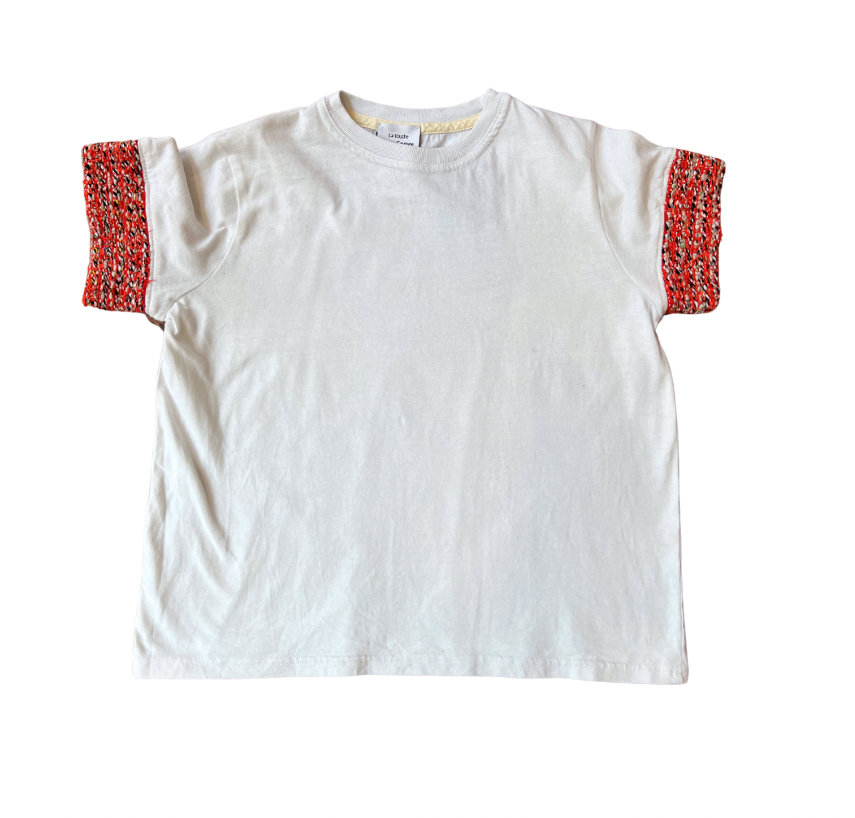 LA TOUCHE HAUTE COUTURE - T-shirt avec empiècements tweed sur les manches - 8 ans