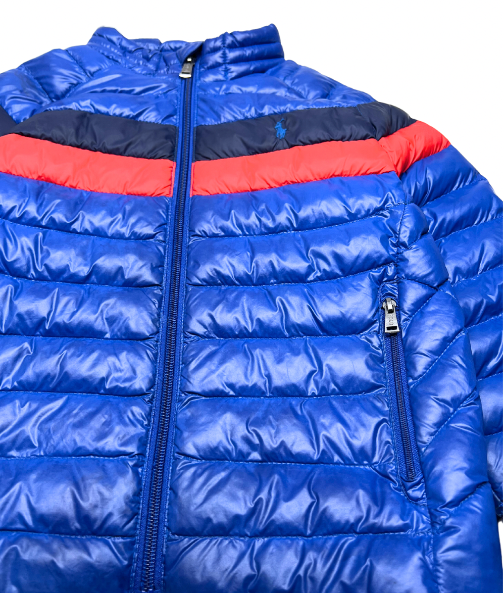RALPH LAUREN - Doudoune bleu avec bandes rouges - 6 ans