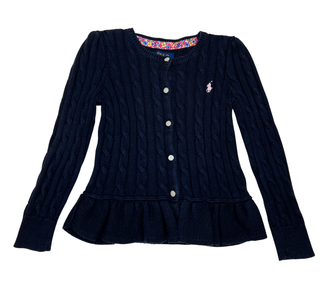RALPH LAUREN - Cardigan torsadé marine - 5 ans