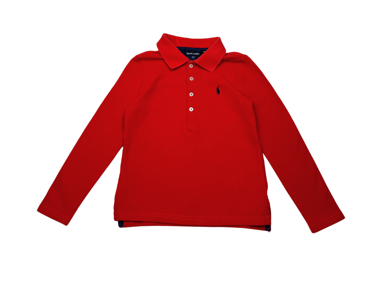 RALPH LAUREN - Polo rouge manches longues - 5 ans