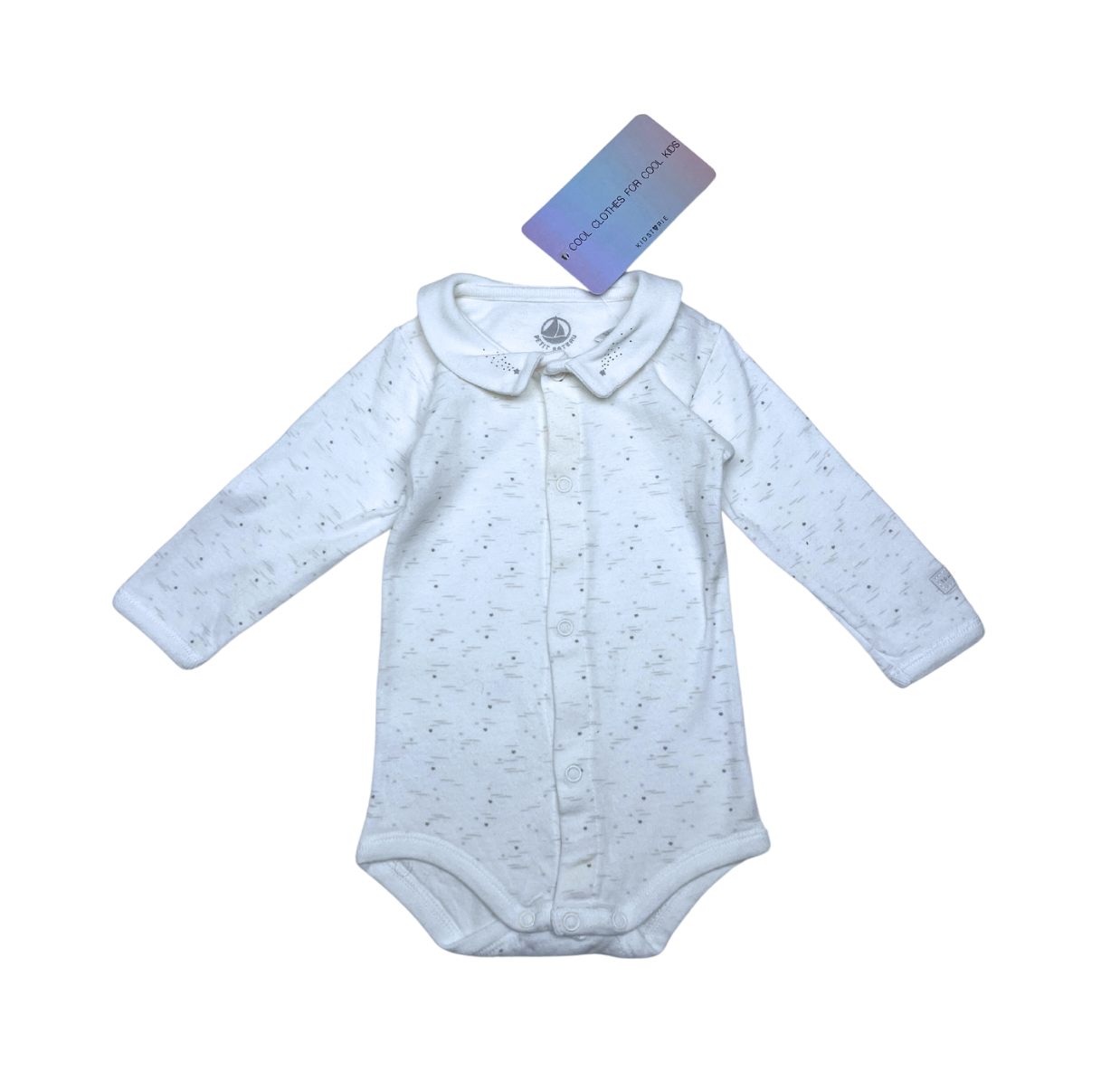 PETIT BATEAU - White bodysuit with gray stars - 3 months