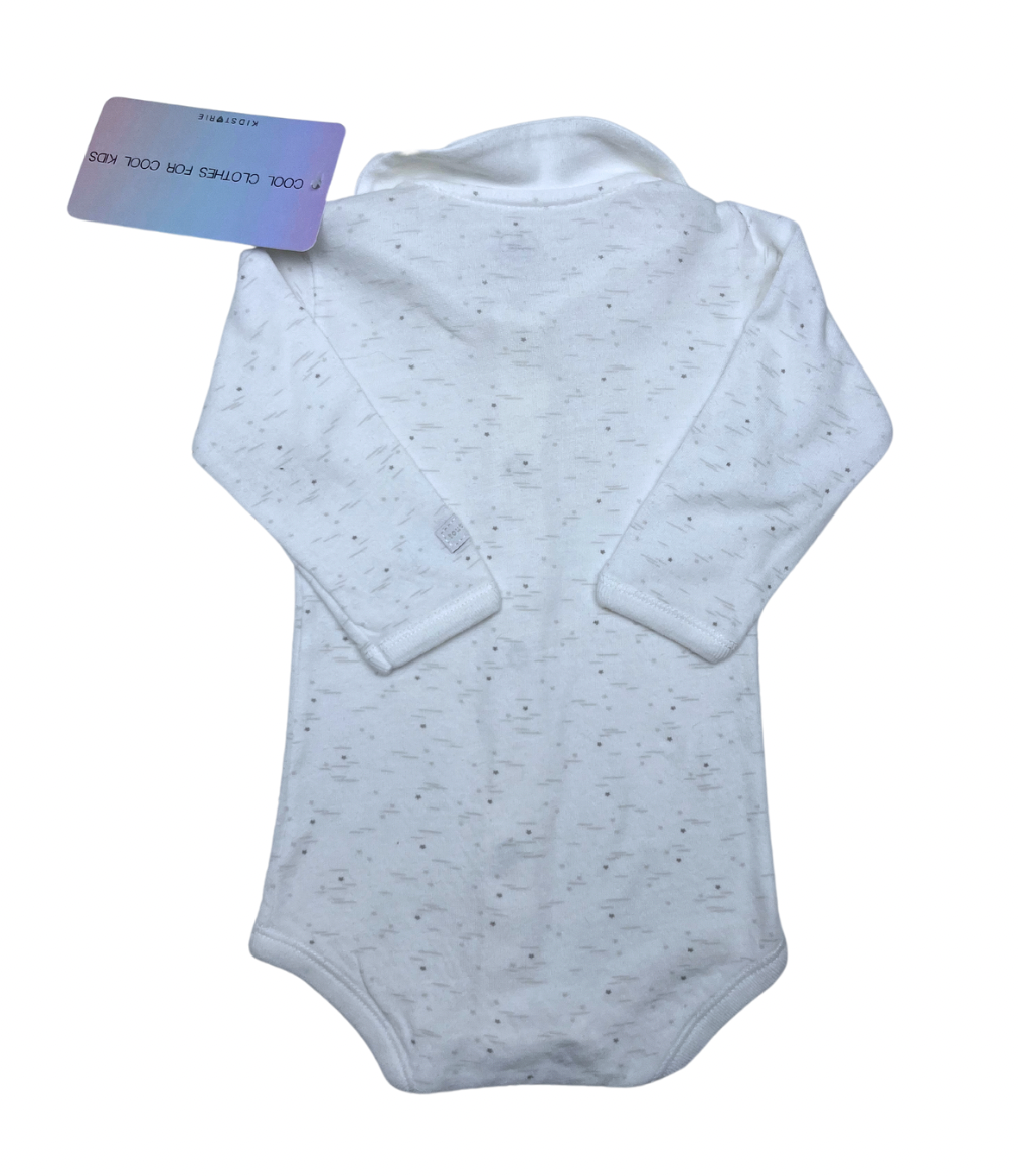 PETIT BATEAU - White bodysuit with gray stars - 3 months
