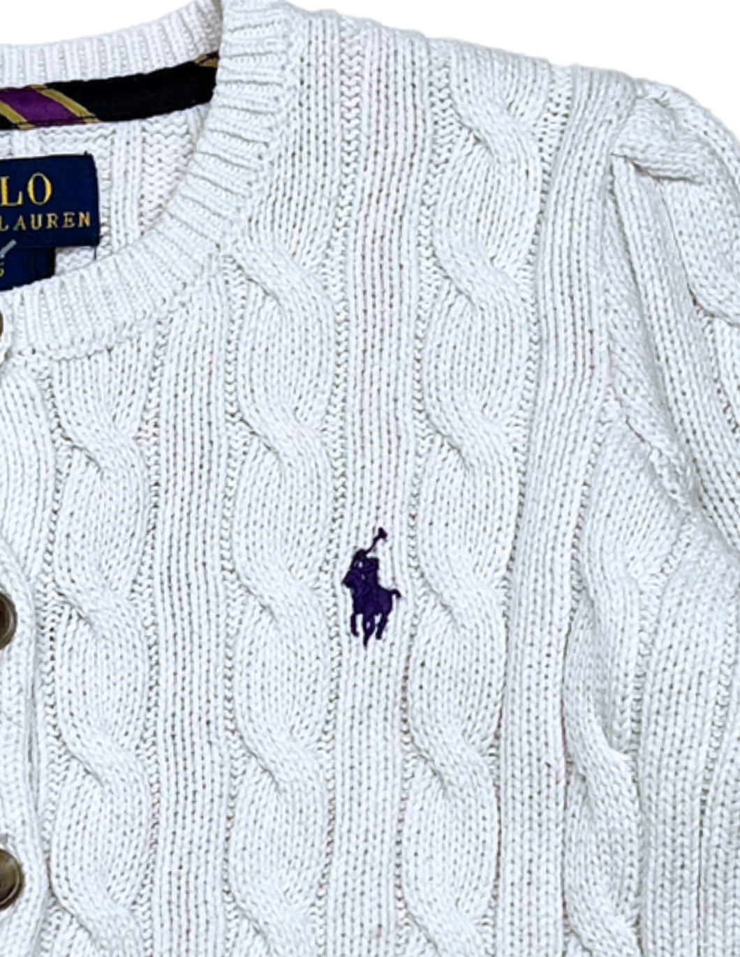 RALPH LAUREN - Cardigan torsadé blanc - 5 ans