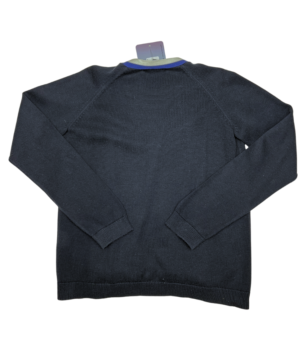 BONPOINT - Navy cardigan, white stripe - 6 years